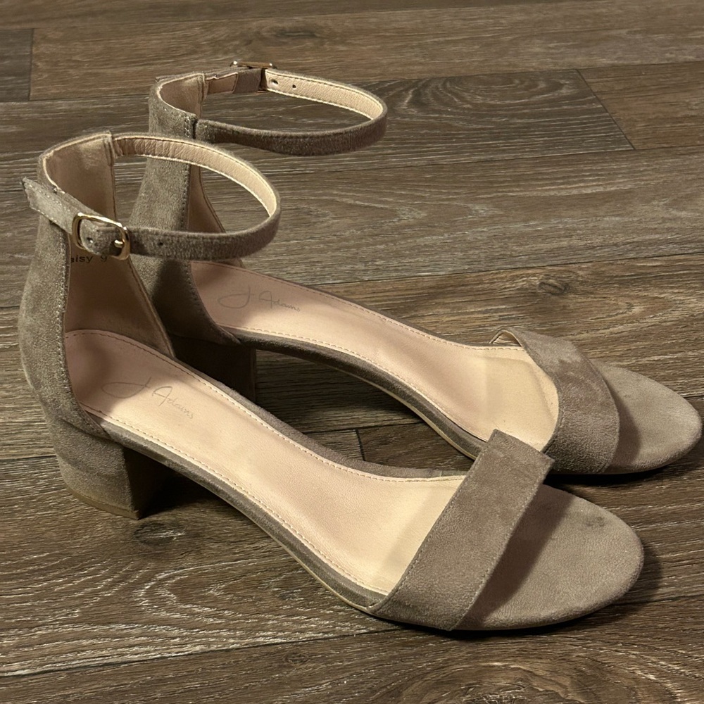 J.Adams Daisy Taupe Block Heel Sandals